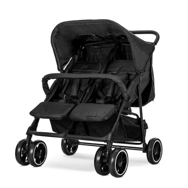 Carucior pentru gemeni, Twin, reglabil individual, pana la 15 kg per copil, geanta pentru mama inclusa,  Black 2