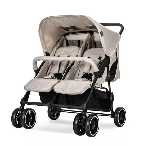 Carucior pentru gemeni, Twin, reglabil individual, pana la 15 kg per copil, geanta pentru mama inclusa,  Beige 2