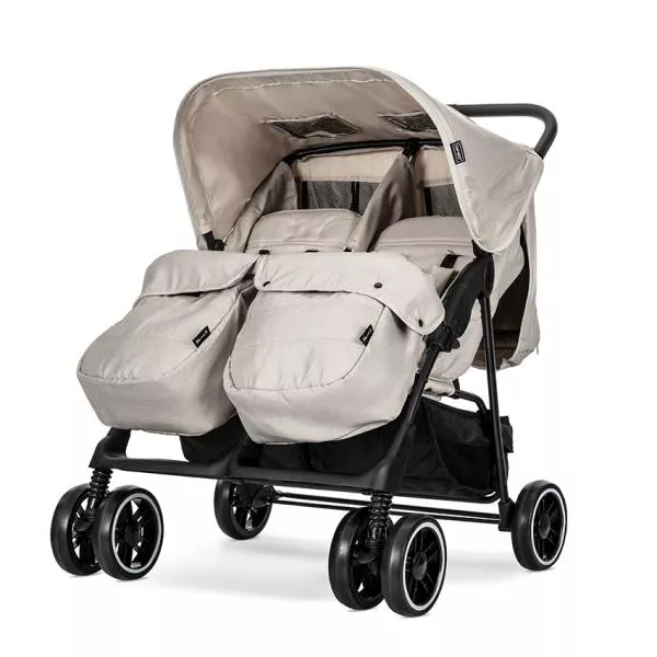 Carucior pentru gemeni, Twin, reglabil individual, pana la 15 kg per copil, geanta pentru mama inclusa,  Beige 3