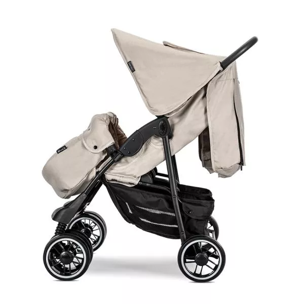 Carucior pentru gemeni, Twin, reglabil individual, pana la 15 kg per copil, geanta pentru mama inclusa,  Beige 4