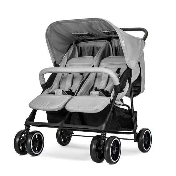 Carucior pentru gemeni, Twin, reglabil individual, pana la 15 kg per copil, geanta pentru mama inclusa, Grey 2