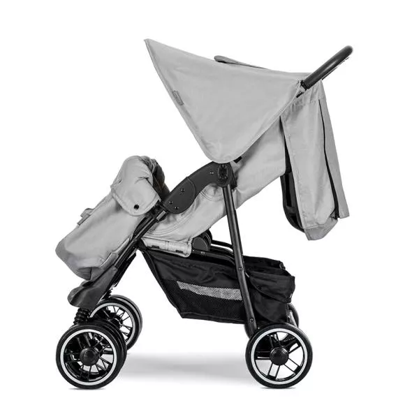 Carucior pentru gemeni, Twin, reglabil individual, pana la 15 kg per copil, geanta pentru mama inclusa, Grey 4
