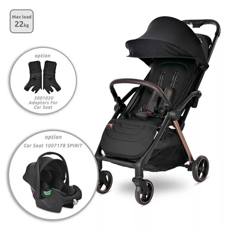 Carucior pentru nou-nascut autofold Loret, ultra-light, pana la 22 kg, Black Jasper 1