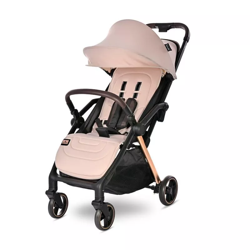 Carucior pentru nou-nascut autofold Loret, ultra-light, pana la 22 kg, Beige 2
