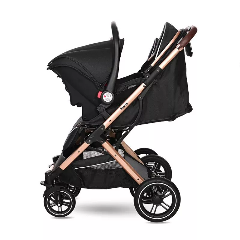 Carucior Storm, de la 0 luni pana la 4 ani, maxim 22 kg, cadru aluminiu, cos auto optional, Negru Lux 5