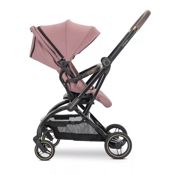 Carucior pentru nou-nascut, Makaya, cu scaun rotativ 360 grade, cadru din aluminiu, pana la 22 kg, Pink 5
