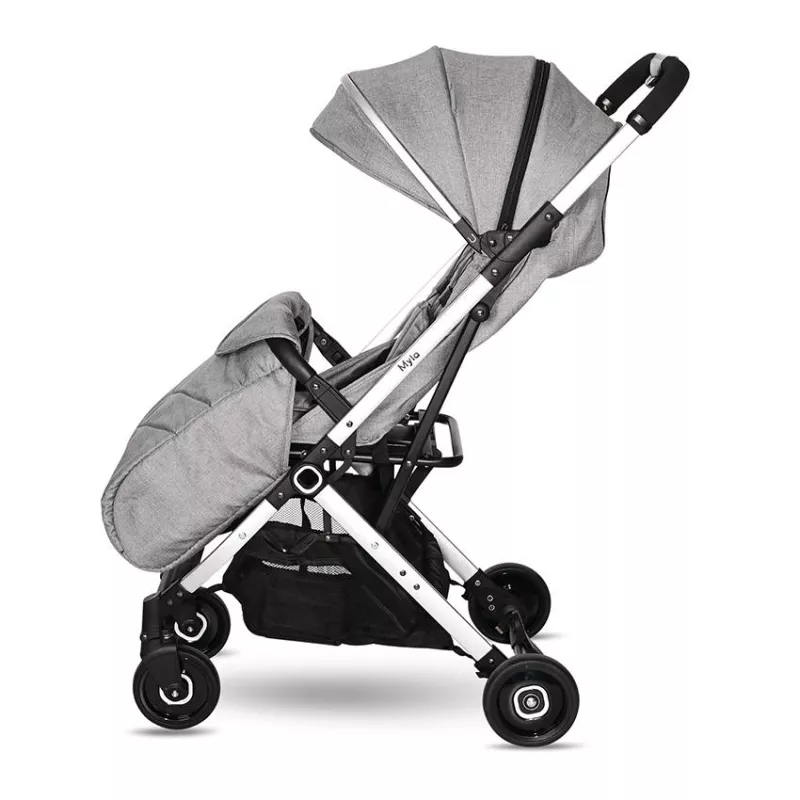 Carucior Myla, de la 0 luni pana la 3 ani, maxim 15 kg, cadru din aluminiu, pliere tip troller, cos auto optional, Gri cu Negru 4