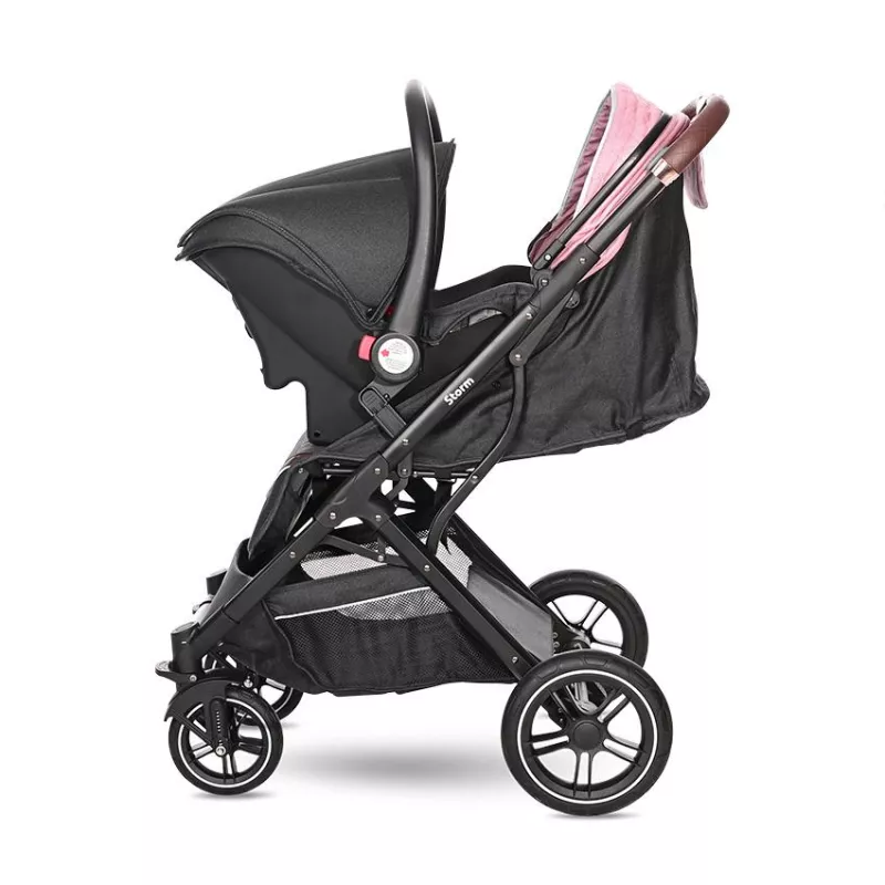 Carucior Storm, de la 0 luni pana la 4 ani, maxim 22 kg, cadru aluminiu, cos auto optional, Roz Quartz 5