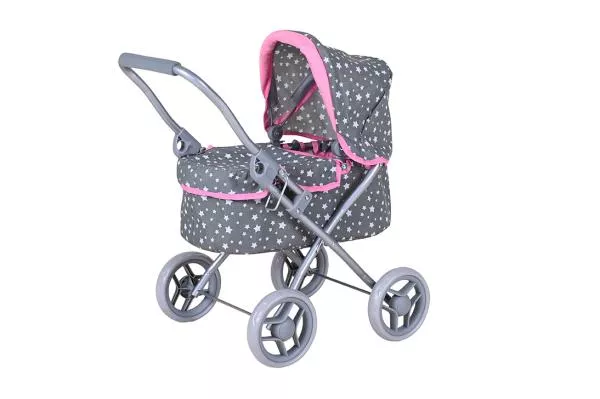 Carucior pentru papusi, Knorr Toys, Mini Lili, copertina reglabila, husa de picioare, 56 x 35 x 56 cm, 3 Ani+, Star Grey 1
