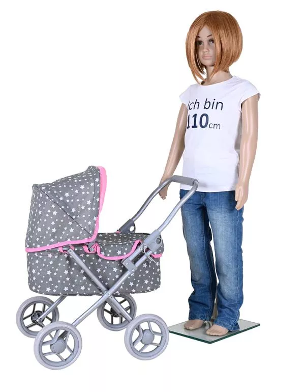 Carucior pentru papusi, Knorr Toys, Mini Lili, copertina reglabila, husa de picioare, 56 x 35 x 56 cm, 3 Ani+, Star Grey 3