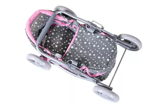 Carucior pentru papusi, Knorr Toys, Mini Lili, copertina reglabila, husa de picioare, 56 x 35 x 56 cm, 3 Ani+, Star Grey 6