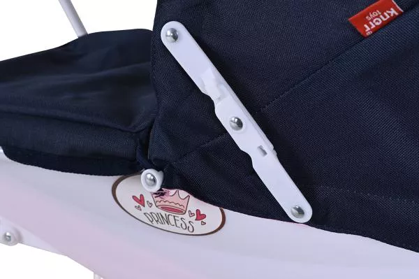 Carucior retro pentru papusi, Knorr Toys, Classic, copertina reglabila, include lenjerie asortata, husa de picioare, 80 x 31 x 71 cm, 3 Ani+, Navy Blue Rose Princess 6