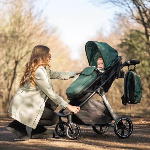 Carucior Set 2 in 1, Aspen, transformabil, set adaptori cos auto inclus, pana la 22 kg, Cappuccino 2