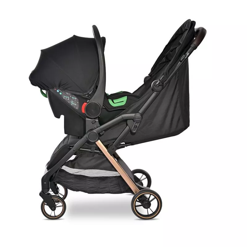 Carucior Set 2 in 1, autofold, Loret, cosulet auto inclus, pana la 22 kg, Black 4