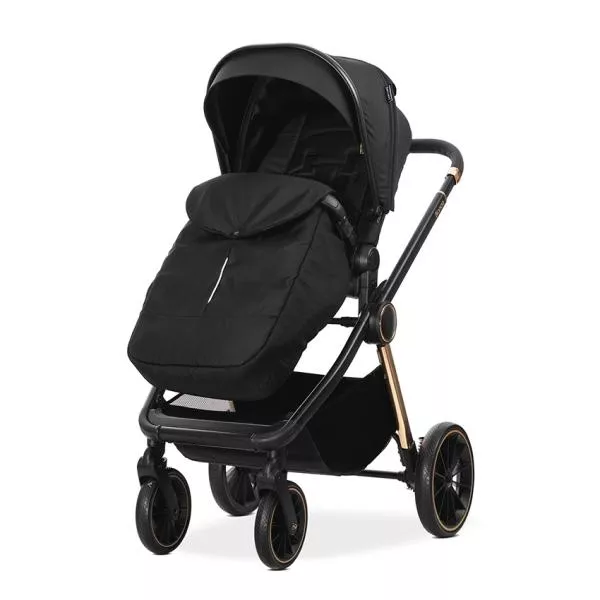 Carucior Set 2 in 1, Bianca, cos landou individual cu maner de transport, cadru din aluminiu, pana la 22 kg, Black 3