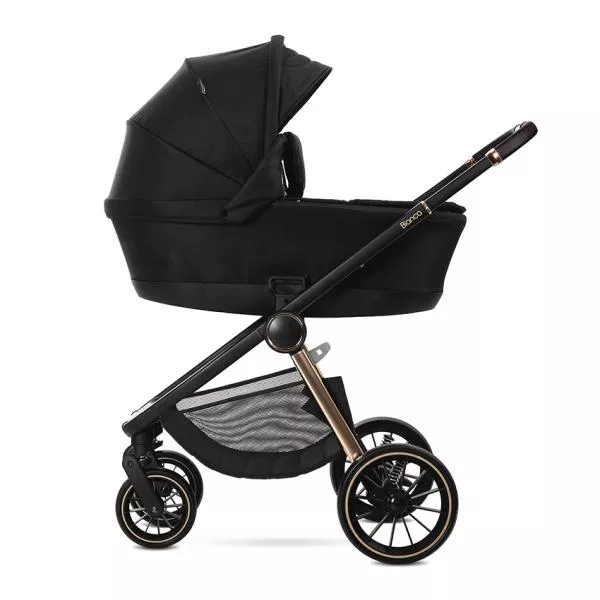 Carucior Set 2 in 1, Bianca, cos landou individual cu maner de transport, cadru din aluminiu, pana la 22 kg, Black 4