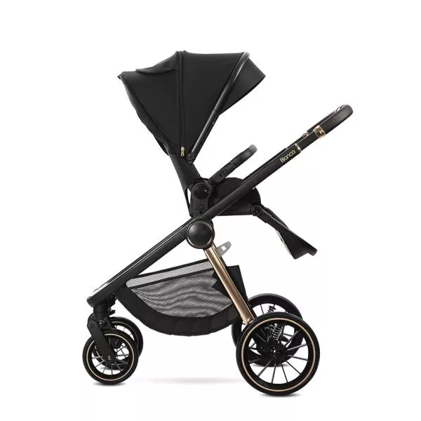 Carucior Set 2 in 1, Bianca, cos landou individual cu maner de transport, cadru din aluminiu, pana la 22 kg, Black 5