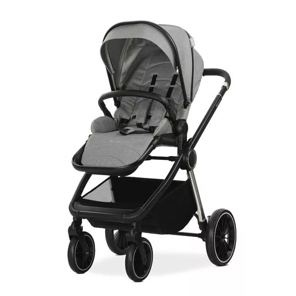 Carucior Set 2 in 1, Bianca, cos landou individual cu maner de transport, cadru din aluminiu, pana la 22 kg, Grey 2