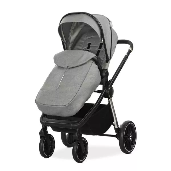 Carucior Set 2 in 1, Bianca, cos landou individual cu maner de transport, cadru din aluminiu, pana la 22 kg, Grey 3