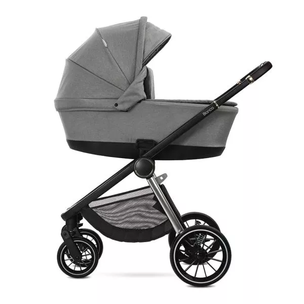 Carucior Set 2 in 1, Bianca, cos landou individual cu maner de transport, cadru din aluminiu, pana la 22 kg, Grey 4