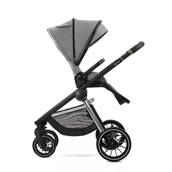 Carucior Set 2 in 1, Bianca, cos landou individual cu maner de transport, cadru din aluminiu, pana la 22 kg, Grey 5