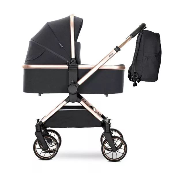 Carucior Set 2 in 1, Reya, cos individual cu maner de transport, maner si sezut reversibile, pana la 22 kg, Black 3