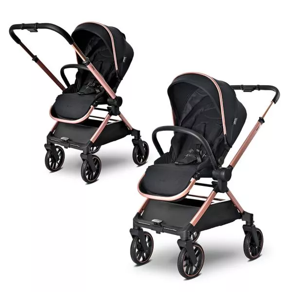 Carucior Set 2 in 1, Reya, cos individual cu maner de transport, maner si sezut reversibile, pana la 22 kg, Black 4
