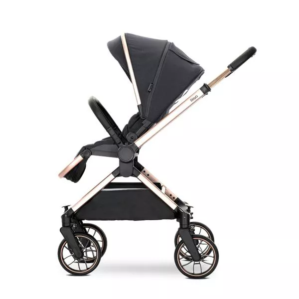 Carucior Set 2 in 1, Reya, cos individual cu maner de transport, maner si sezut reversibile, pana la 22 kg, Black 7