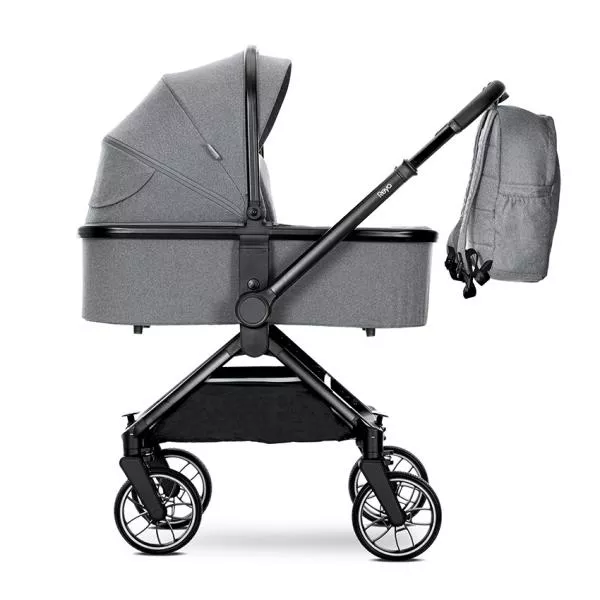 Carucior Set 2 in 1, Reya, cos individual cu maner de transport, maner si sezut reversibile, pana la 22 kg, Grey 3