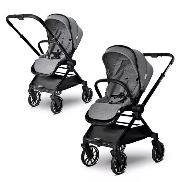 Carucior Set 2 in 1, Reya, cos individual cu maner de transport, maner si sezut reversibile, pana la 22 kg, Grey 4