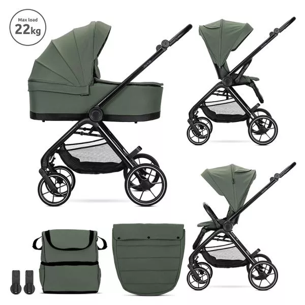 Carucior Set 2 in 1, Venice, cadru din aluminiu, sezut reversibil, pana la 22 kg, Green 1