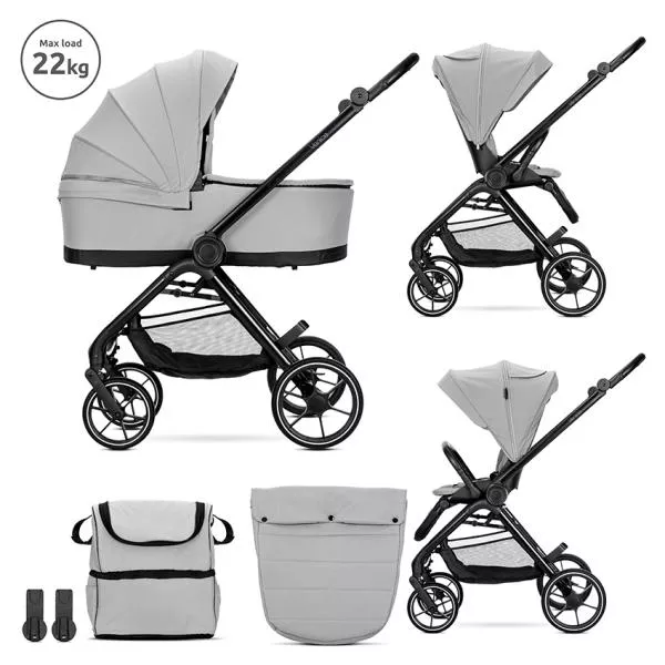 Carucior Set 2 in 1, Venice, cadru din aluminiu, sezut reversibil, pana la 22 kg, Grey 1