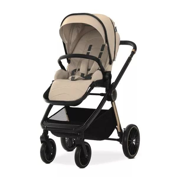 Carucior Set 3 in 1, Bianca, cadru usor din aluminiu, pana la 22 kg, Beige Warm 2