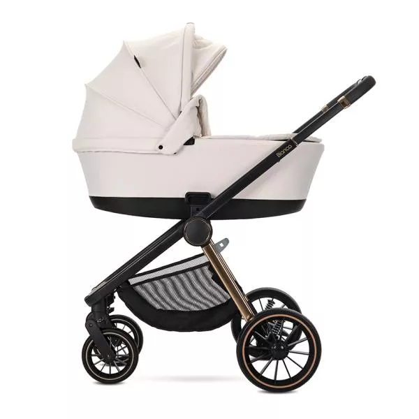 Carucior Set 3 in 1, Bianca, cos landou individual, cosulet auto Aria Luxe inclus, cadru din aluminiu, pana la 22 kg, Beige Latte 4
