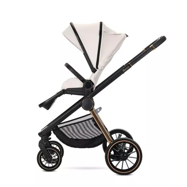 Carucior Set 3 in 1, Bianca, cos landou individual, cosulet auto Aria Luxe inclus, cadru din aluminiu, pana la 22 kg, Beige Latte 6