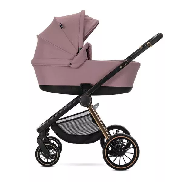 Carucior Set 3 in 1, Bianca, cos landou individual, cosulet auto Aria Luxe inclus, cadru din aluminiu, pana la 22 kg, Pink 4