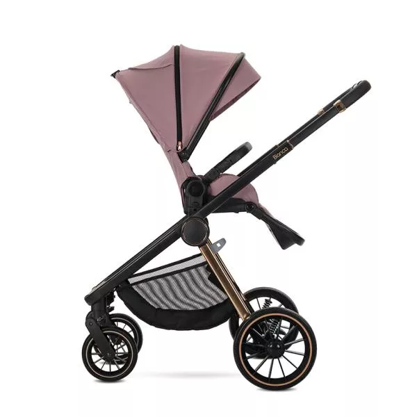 Carucior Set 3 in 1, Bianca, cos landou individual, cosulet auto Aria Luxe inclus, cadru din aluminiu, pana la 22 kg, Pink 5