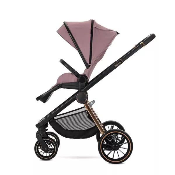 Carucior Set 3 in 1, Bianca, cos landou individual, cosulet auto Aria Luxe inclus, cadru din aluminiu, pana la 22 kg, Pink 6
