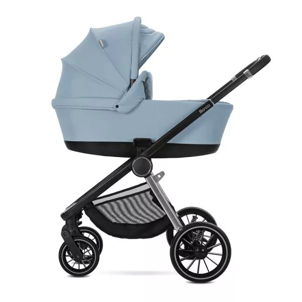 Carucior Set 3 in 1, Bianca, cos landou individual, cosulet auto Aria Luxe inclus, cadru din aluminiu, pana la 22 kg, Blue 4