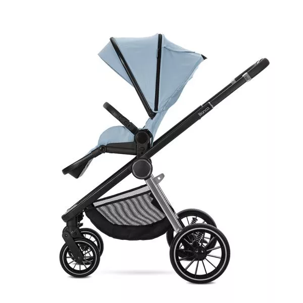 Carucior Set 3 in 1, Bianca, cos landou individual, cosulet auto Aria Luxe inclus, cadru din aluminiu, pana la 22 kg, Blue 6