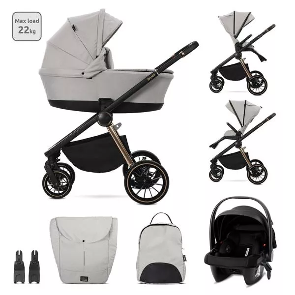 Carucior Set 3 in 1, Bianca, prevazut cu sistem anti-reflux, pana la 22 kg, Beige 1