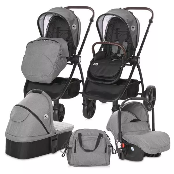 Carucior set 3 in 1, Infinity, de la 0 luni pana la 4 ani, maxim 22 kg, cadru din aluminiu, Gri Glaciar 1