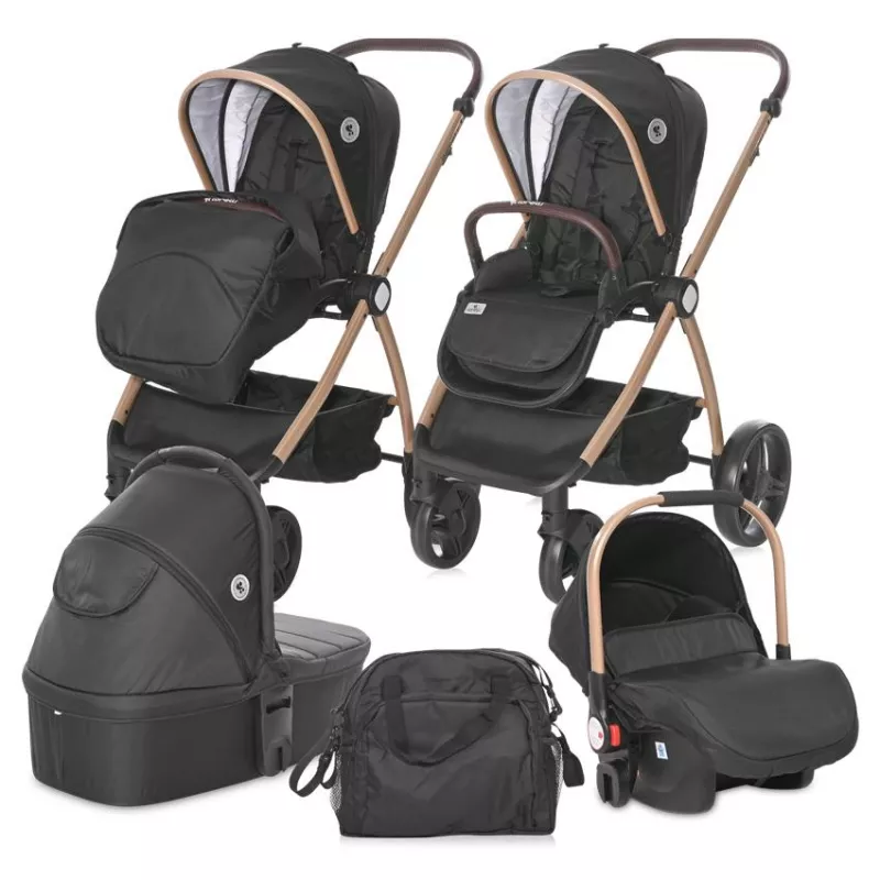 Carucior set 3 in 1, Infinity, de la 0 luni pana la 4 ani, maxim 22 kg, cadru din aluminiu, Negru Diamante 1