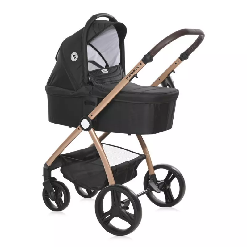 Carucior set 3 in 1, Infinity, de la 0 luni pana la 4 ani, maxim 22 kg, cadru din aluminiu, Negru Diamante 2