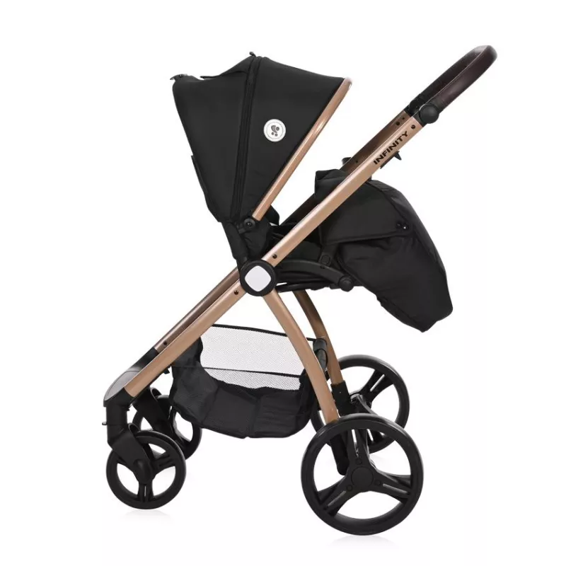 Carucior set 3 in 1, Infinity, de la 0 luni pana la 4 ani, maxim 22 kg, cadru din aluminiu, Negru Diamante 7