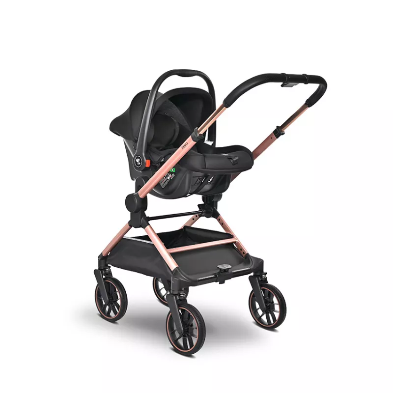 Carucior Set 3 in 1, Reya, maner reversibil, pana la 22 kg, Negru Jasper 11