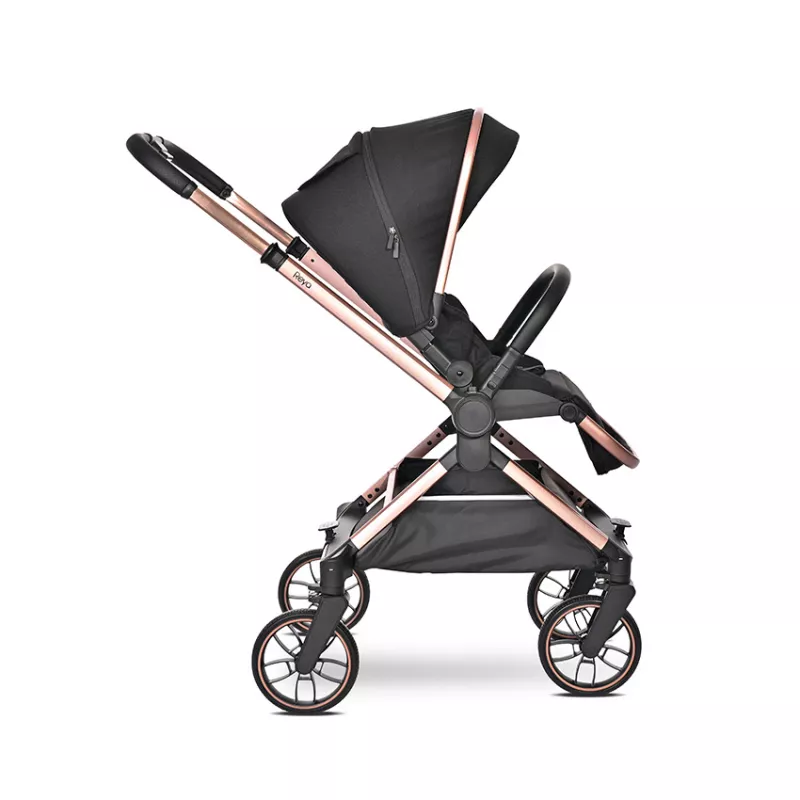 Carucior Set 3 in 1, Reya, maner reversibil, pana la 22 kg, Negru Jasper 13