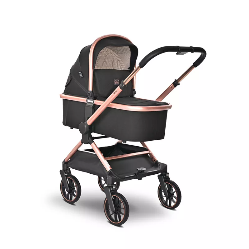 Carucior Set 3 in 1, Reya, maner reversibil, pana la 22 kg, Negru Jasper 2