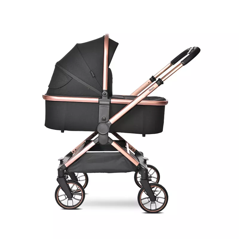 Carucior Set 3 in 1, Reya, maner reversibil, pana la 22 kg, Negru Jasper 3