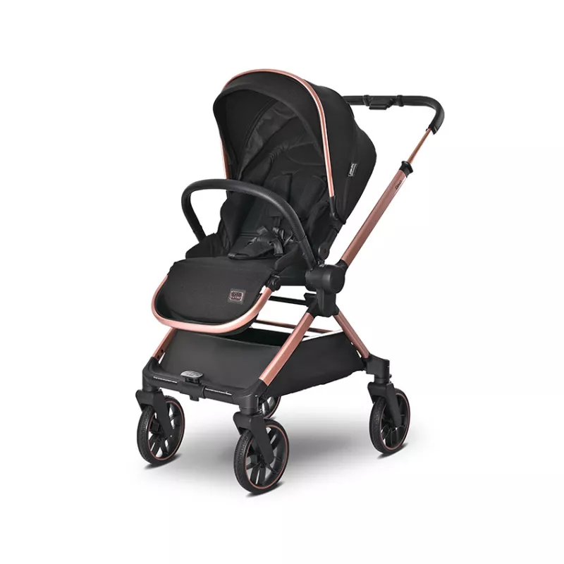 Carucior Set 3 in 1, Reya, maner reversibil, pana la 22 kg, Negru Jasper 7